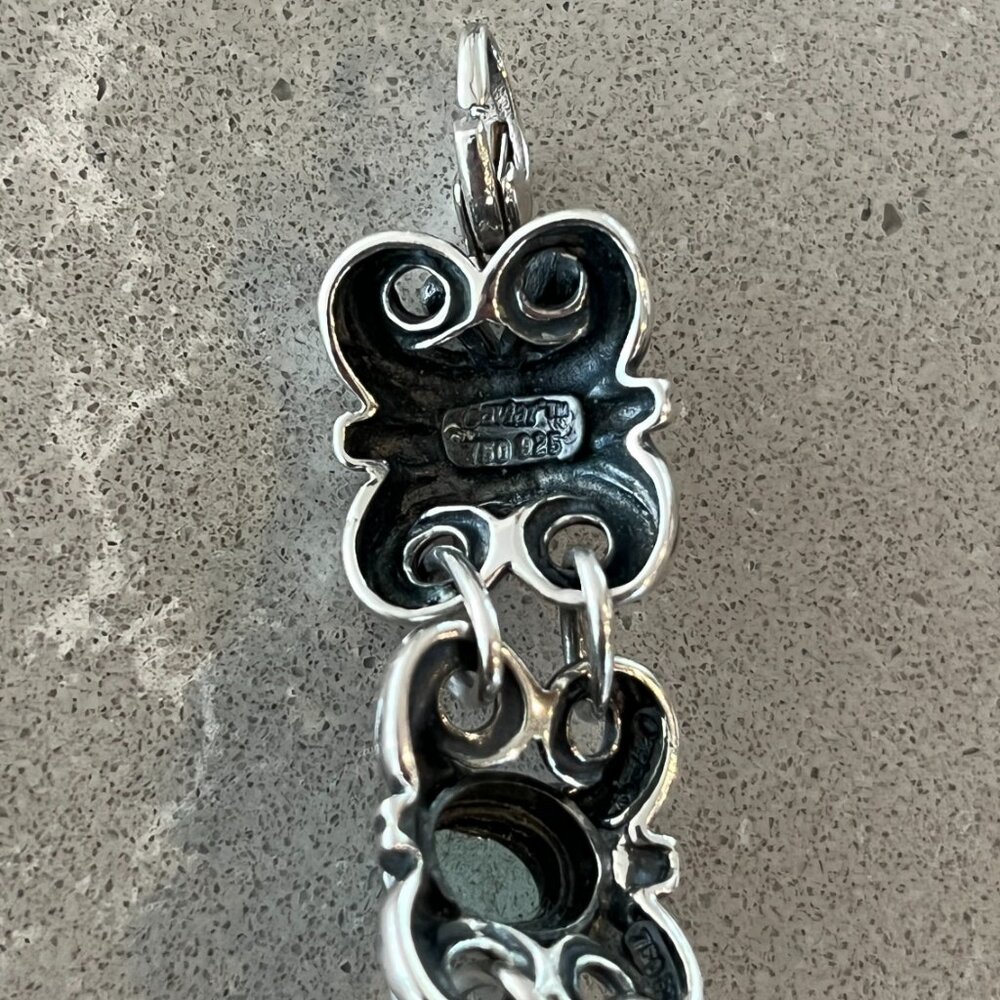 LAGOS STERLING SILVER & 18K YELLOW GOLD HEMATITE FLEUR DE LIS LINK BRACELET - Picture 10 of 10